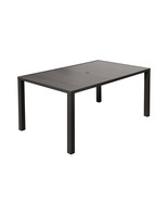 Rectangular Outdoor Dining Table for 6 - Metal Patio Table w/ Umbrella Hole - $4,232.44 MXN
