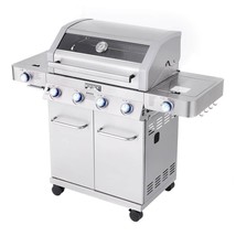 Monument Grills 4-Burner Propane Gas Grill in Stainless with Clear View Lid New - £290.93 GBP