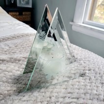 Vintage Christmas Bell Glass Crystal Mirror Triangular Candle Holder - £15.83 GBP