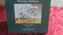 Vintage Fifth Avenue Crystal Holiday Ribbons 7 Inch Square Plates - £20.43 GBP