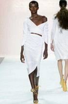Sergio Hudson Ruched Shirt Dress Sz 8 White $1250 - £466.31 GBP
