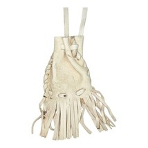 Lot of 4 Handmade Leather Pouches Beaded Fringe Native Style Medicine Bags vtg image 4