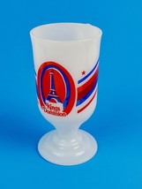 Vintage Kings Dominion Milk Glass Mug / Cup Red &amp; Black graphics Perfect Cond. - £18.98 GBP