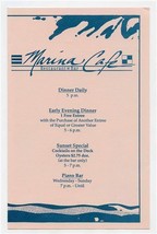 Marina Cafe Restaurant &amp; Bar Menu Destin Yacht Club Destin Florida  - £13.98 GBP