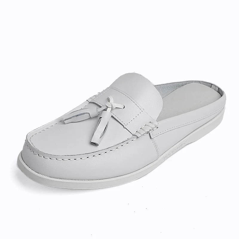 PU Leather Half Shoes For Men Docksides Shoes Boat Slip On Loafers Summe... - £39.10 GBP