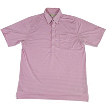 Donald Ross Striped Pink White Golf Polo Shirt L Polyester Mens Classic Fit - £20.66 GBP