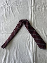 Ketch 3” Tie Vintage Gray Burgundy striped mens Designer Necktie Made In... - $9.49