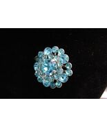 Vtg Coro Ice Blue Cabachons &amp; Large Prong Set Center Faceted Rhinestone ... - $56.00 CAD