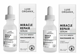 2 Luxe Organix Miracle Repair Niacinamide 4% Vitamin E Licorice Serum 30ml each - £50.63 GBP
