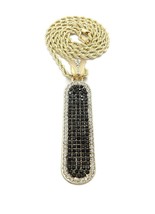 Skateboard Pendant with Clear and Black Crystals Gold Tone Rope Chain Necklace - £22.53 GBP