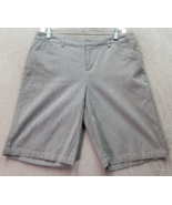 DKNY Chino Short Women Size 8 Black White Striped 100% Cotton Pockets Fl... - $24.23