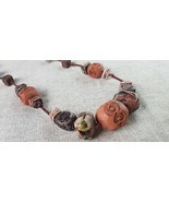 Handcrafted Clay Bead On Leather Chord Necklace - €37,35 EUR