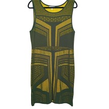 Spense Womens Stretchy Sweater Dress Size XL Green Yellow Bodycon Sleeveless - £11.65 GBP