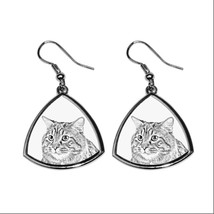 Kurilian Bobtail longhaired, collection of earrings with images of purebred cats - £8.64 GBP