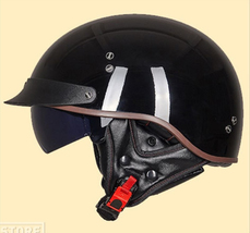 New DOT Black Half Open Face Helmet Chopper Biker Cruiser &amp; Scooter Moto... - £61.20 GBP