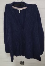 Womens Isaac Mizrahi Live 2XL Dark Blue Cardigan Sweater 5 Button Cable Knit - £39.37 GBP