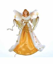 Kurt Adler 16&quot; Ul 10-LIGHT Red &amp; Ivory Angel w/WINGS Xmas Tree Topper Decoration - £61.24 GBP