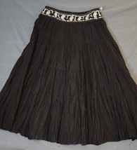 Peter Nygard 6P Solid Black Sequin Flowy Maxi Skirt Side Zipper Gauze Look Layer - £15.09 GBP