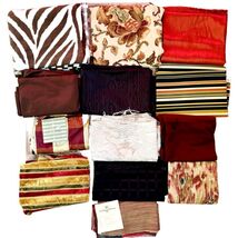 Bulk Fabric Lot Of 16 Mixed Material Sizes Years Uses Remnants Crafts Se... - $48.21 CAD
