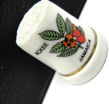 Ackee Jamaica White Porcelain / Ceramic Thimble Vintage Gold Trimmed Band - £13.13 GBP