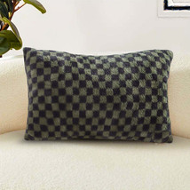 SOGA 30cm Urban Light Luxury Dark Green Checkered Lumbar Throw Pillow - $42.90