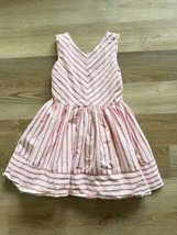 Gymboree Girl Sz 7 Cotton Pink &amp; White Stripe Fit &amp; Flare Easter Dress - £6.20 GBP
