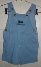 EXCELLENT BABY BOYS &quot;Woolybugger&quot; FISHING LURE BLUE JEAN SHORTALLS  SIZE 6M - $15.85