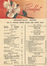 St Charles Hotel Dining Room and Coffee Shop Breakfast Menu March 1949  - $37.62