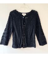 Heke Collection Sz L Black Lace Sheer Elegant Open Cardigan Stretch One ... - $62.12 CAD