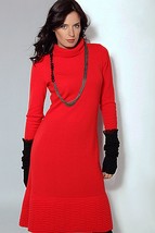 TURTLENECK WORK DRESS LONG SLEEVES KNITTED WOOL JERSEY MIDI MADE IN EURO... - £137.61 GBP