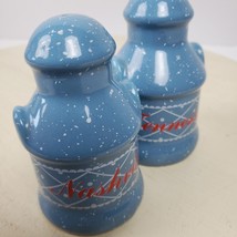 Vintage Ceramic Farmhouse Milk Can Style Salt &amp; Pepper Shaker Set Nashville - £8.05 GBP