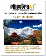 Smooth Fine Art Museum Natural White Double Sided – 25 Sheets, 8&quot; X 10&quot;. - £38.99 GBP