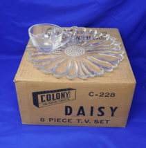 Colony Glass Midcentury Daisy Pattern 8 Piece T.V. Snack Set with Original Box - £29.56 GBP
