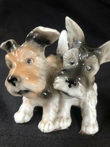 Antique Rare Handpainted Porcelain Dog Schnauzer Pair . Marked + Number - £179.44 GBP