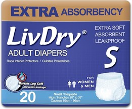 LivDry Adult Incontinence Underwear, Extra Absorbency Small 20 Count - $30.86