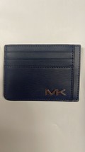 Michael Kors Cooper Slim Card Wallet Metal Logo Navy Blue 36F3COLD1X NWT - £30.54 GBP