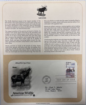 American Wildlife Mail Cover FDC &amp; Info Sheet Moose 1987 - $9.85