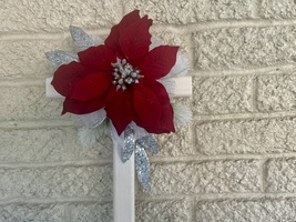 Christmas Cemetery Cross: Poinsettia grave flowers, Christmas Grave Decor - $26.00