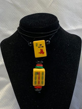 Vtg Mah Jongg Tile String Necklace 15.5&quot; Strand Yellow Fashion Jewelry G... - £23.94 GBP