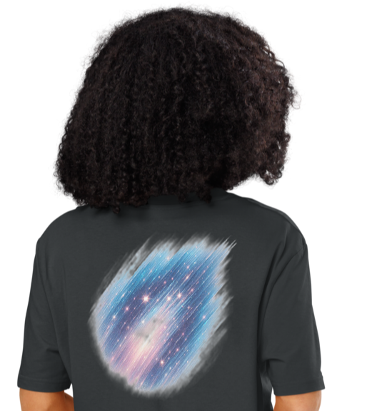 Unisex Organic Ribbed Neck T-Shirt – Back Print India Ink Grey - $54.99