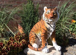 Ebros 20&quot;Tall Orange Bengal Tiger Raja Sitting On Guard Decorative Garde... - $119.95