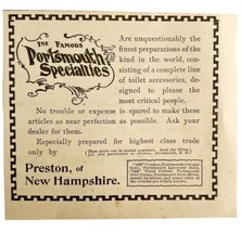 Preston New Hampshire Cologne 1894 Advertisement Victorian Portsmouth AD... - $14.99