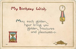 My Birthday Wish Golden Hour Treasures Pleasures 1912 Embossed DB Postcard K013 - £3.70 GBP