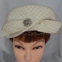 Womens Vintage Christine Original of N Y Fur Felt Hat Pillbox Rhinestone... - £26.81 GBP