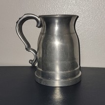 Vintage English Lodge Pewter Glass Bottom Tankard Cup 5&quot; Tall England - £33.69 GBP