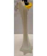 12&quot; Scalloped Flower Top Bud Vase Blue Yellow &amp; White with Clear Glass. - £7.00 GBP