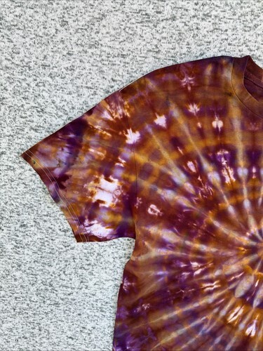 NEW Gilden Men’s Purple Brown Spiral Iced Tie-Dye Short Sleeve Shirt Size Large Item image 3
