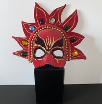 Vintage Jeweled Mardi Gras Fire Mask - £27.97 GBP