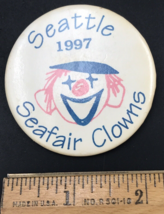 Vintage 1997 Seattle Seafair Clowns Pin Button 2.25&quot; Diameter - £7.58 GBP