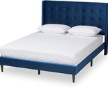 Baxton Studio Gothard Bed (Platform), King, Navy Blue/Dark Brown - $415.99